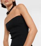 Хлопковый топ без бретелек в рубчик WARDROBE.NYC, черный - фото 4