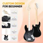 Электрогитара Glarry GJazz с бас-гитарой и усилителем 20 Вт - черный - фото 3