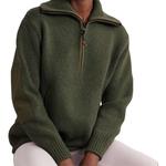 Свитер с молнией на четверть Loro Piana, оливковый - фото 6