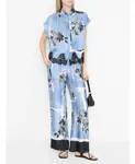 Синие шелковые брюки с принтом Ermanno Scervino, мультиколор - фото 4