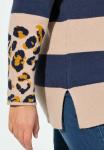 Джемпер LAURASØN MIXED STRIPE LEOPARD PRINT, Navy Blue/Dark Blue - фото 4