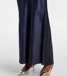 Вышитое платье макси из букле и атласа Self-Portrait, Navy - фото 6