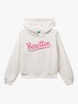 Детская хлопковая худи с логотипом Benetton, White - фото