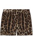 Dolce & Gabbana шелковые шорты с леопардовым принтом, коричневый - фото