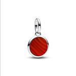 Шарм Red Murano Glass Engravable Mini Medallion Pandora, стерлинговое серебро - фото