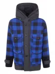 Куртка с капюшоном и клетчатым узором Junya Watanabe, синий - фото