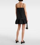 Мини-платье из денима с принтом зебры Ganni, черный - фото 3