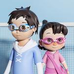 LINING Очки Polycarbonate, Silicone детские Dark Blue/Light Blue - фото 3