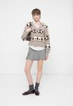 Джемпер Object OBJAZTEC MILU PULLOVER, Humus/Cloud Dancer/Seal Brown/Sand - фото 2