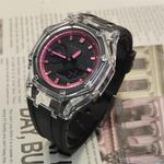 Часы Casio G-Shock Analog-Digital 2100 Series, арт. GA-2100-1A1, черный/прозрачный/черно-розовый - фото 5