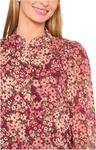Топ CeCe Long Sleeve Hidden Placket Floral Top, цвет Fresh Berry - фото 3