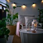 Фонарь для чайной свечи, для использования в помещении и на улице, белый, 20 см IKEA Borrby - фото 3