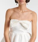 Мини-платье из тафты с отделкой бантом и бисером Self-Portrait, белый - фото 4