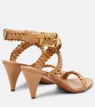 Плетеные кожаные сандалии Helix 75 Zimmermann, Wheat - фото 2