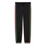 Брюки tapered webbing-trimmed stretch-jersey sweatpants 'black' Gucci, черный - фото