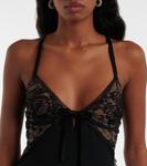 Атласное платье-комбинация Alessandra Rich, черный - фото 4