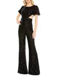 Комбинезон с расклешенными пайетками Mac Duggal, черный - фото