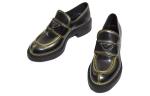 Кроссовки leather loafers 'black spray paint' Prada, черный - фото 4