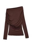 Топ NA-KD SOFT LINE DRAPED, Dark Brown/Brown - фото 3
