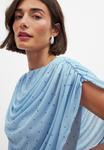 Футболка NA-KD DRAPED CAPE, Dot Comb/Light Blue - фото 4