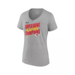 Женская футболка Heather Grey Kansas City Chiefs Super Bowl LVIII Champions Iconic Victory с v-образным вырезом Fanatics, серый - фото 3