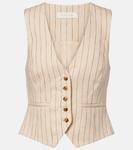Полосатый жилет из льна Zimmermann, Cream Stripe - фото