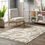 Ковер Leena Intertwined Circles High/low Area Rug nuLOOM, 152x229 см, светло-бежевый - фото 10