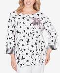 Топ большого размера с вышитым рисунком ромашек Ruby Rd, Black/White - фото