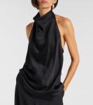 Атласный топ с халтернеем Stella McCartney, черный - фото 6