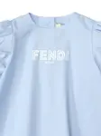 Платье с вышитыми рукавами-буфами FENDI KIDS, синий - фото 4