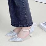 Ainer-cat Ainer cat Slim Heel High Heels 8cm Women's Silver - фото 9