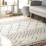Ковер Alara Modern Trellis Tassel nuLOOM, 122x183 см, бежевый - фото