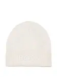 Шапка бини в рубчик с логотипом BOSS Kidswear, белый - фото