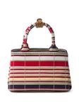 Prada мини-сумка из канваса в полоску, красный - фото 4