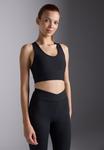 Бюстгальтер Even&Odd active MEDIUM SUPPORT RIBBED SPORTS BRA WITH RACER BACK, Black - фото