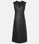 Платье миди из кожи Kosma Joseph, черный - фото