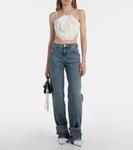 Атласные балетки с двойным бантом Mach & Mach, White Pearls - фото 3