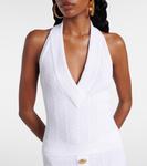 Вязаный топ на запах с косичками Balmain, Blanc - фото 5