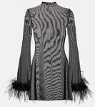 Мини-платье с перьями OSÉREE, черный - фото