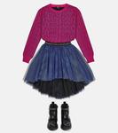 Юбка из тюля с логотипом Balmain, синий - фото 2