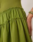 Платье ASOS Design scoop button ribbed bodice with poplin skirt maxi in olive - фото 2