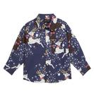 Рубашка из хлопка с оленями Mini Rodini, синий - фото