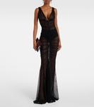 Платье Tara со сборками и сеткой Norma Kamali, черный - фото 2