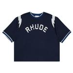 Футболка Rhude Logo Lightning Ringer Tee, Navy/White - фото