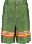Nick Fouquet шелковые шорты с графичным принтом, зеленый - фото