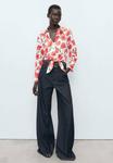 Блуза Mango Button-down blouse, Off-White Coral/Off-White - фото 4