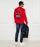 Лонгслив мужской Hugo хлопковый с принтом, красный - фото 2