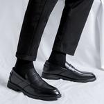 Мужские туфли GZZ черные на низком каблуке - фото 10