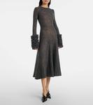 Платье миди из мохера и шерсти с рюшами Alaïa, Gris - фото 2