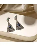 Треугольные филигранные серьги-подвески Sohi, blue - фото 2